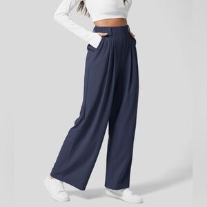 Halara REGULAR Length High Waisted Side Pocket Wide Leg Waffle Work Pants NEW!👖